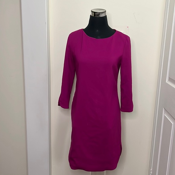 Eliza J Fushia Color Sheath Gold Zipper Lined Dress Size 4 - Picture 3 of 9